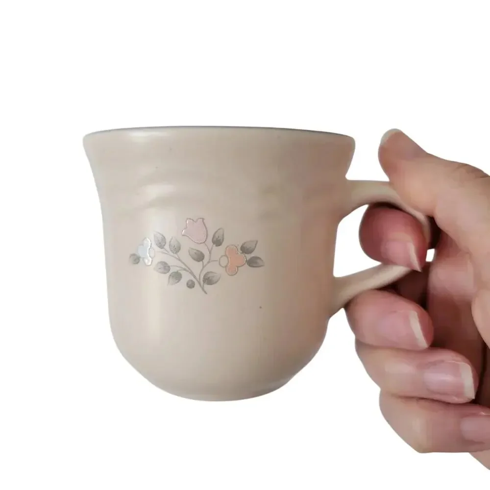 Pfaltzgraff Remembrance Vintage Floral Mug Set of 3 Beige Stoneware Discontinued